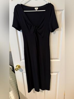 a new day Black Knot-Front Midi Dress- slit
on one side